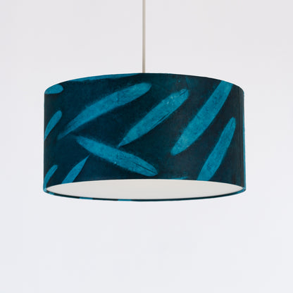 Drum Lamp Shade - P99 - Resistance Dyed Teal Bamboo, 40cm(d) x 20cm(h)