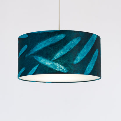Drum Lamp Shade - P99 - Resistance Dyed Teal Bamboo, 35cm(d) x 20cm(h)
