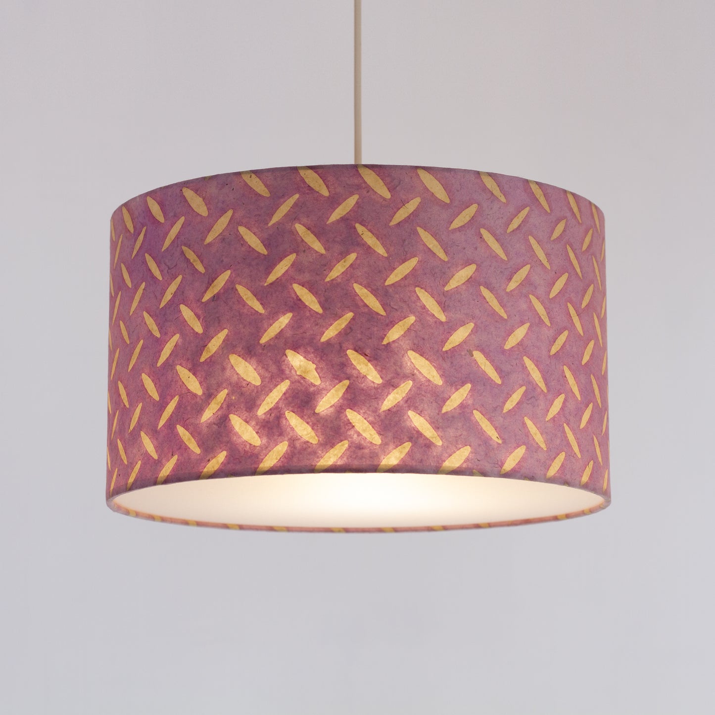 Drum Lamp Shade - B121 ~ Batik Tread Plate Lilac, 35cm(d) x 20cm(h)