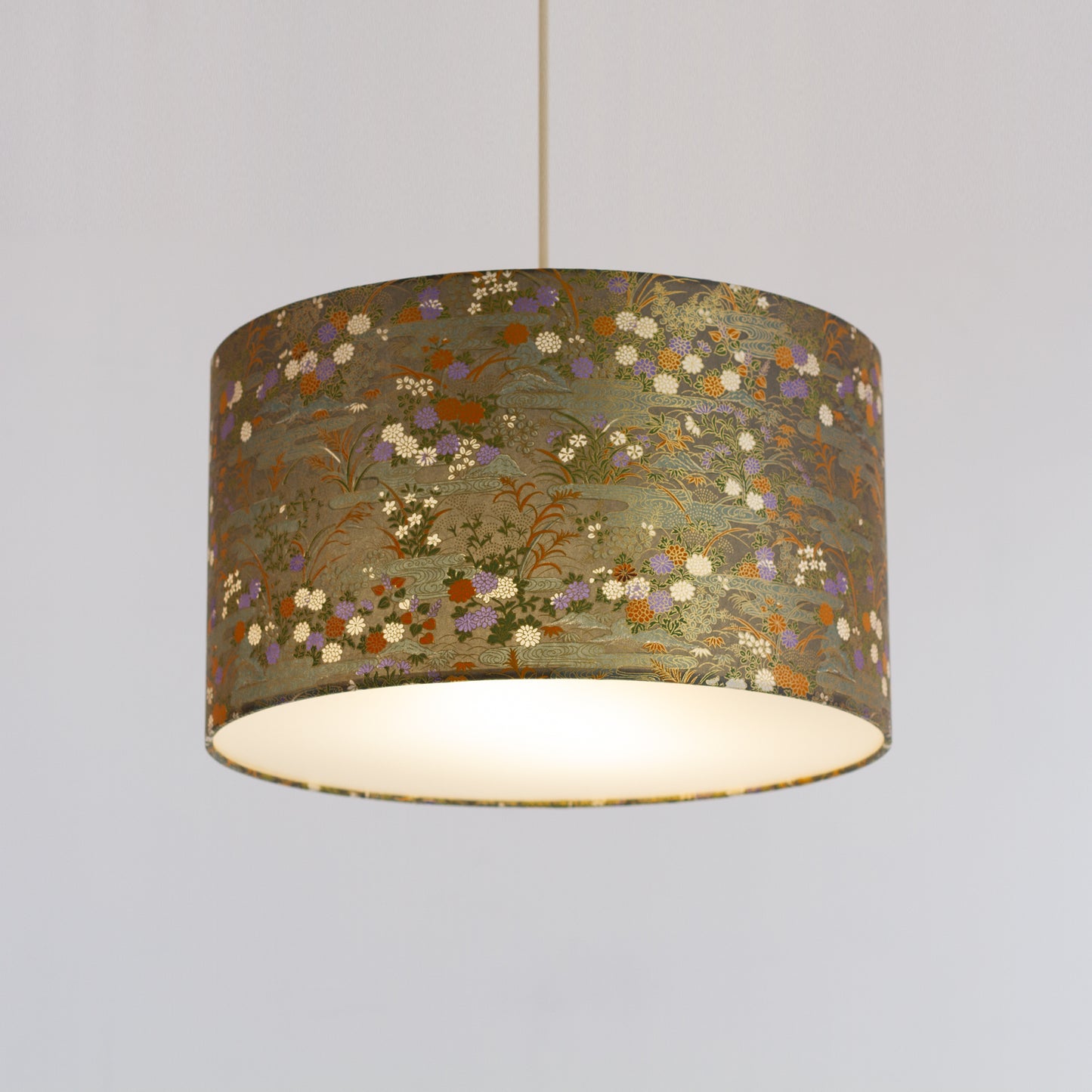 Drum Lamp Shade - W08 ~ Lily Pond, 35cm(d) x 20cm(h)