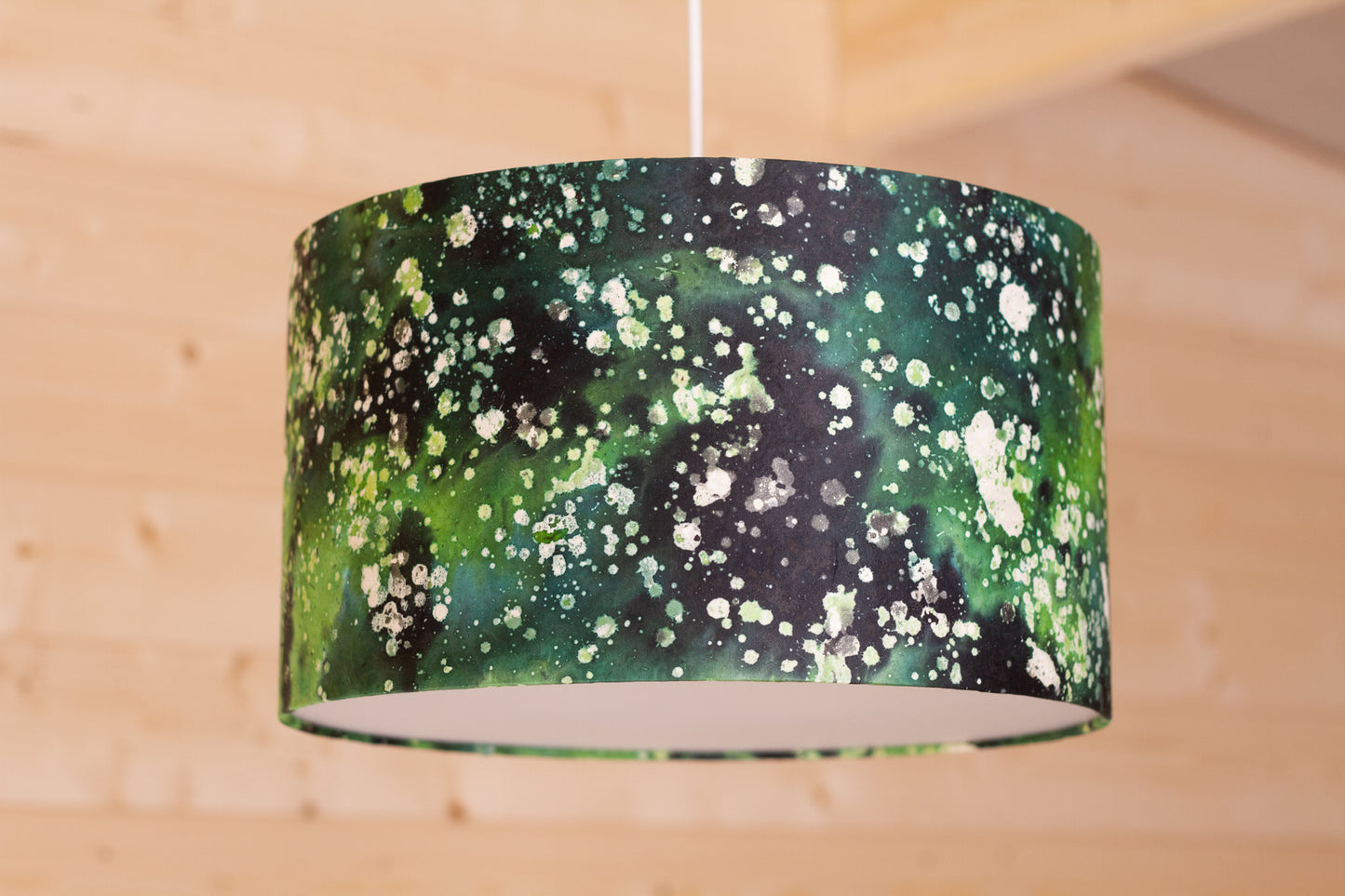 Drum Lamp Shade - B114 ~ Batik Canopy Greens, 35cm(d) x 20cm(h)