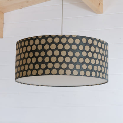 Drum Lamp Shade - P78 - Batik Dots on Grey, 50cm(d) x 20cm(h)