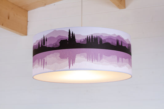 Landscape #3 Print Lampshade (Drum Lamp Shade 50cm(d) x 20cm(h) - Purple (D12)