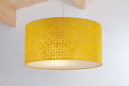 Drum Lamp Shade - P71 - Batik Yellow Circles, 60cm(d) x 30cm(h)