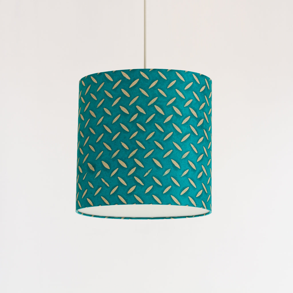 Oval Lamp Shade - P15 - Batik Tread Plate Mint Green, 30cm(w) x 30cm(h) x 22cm(d)