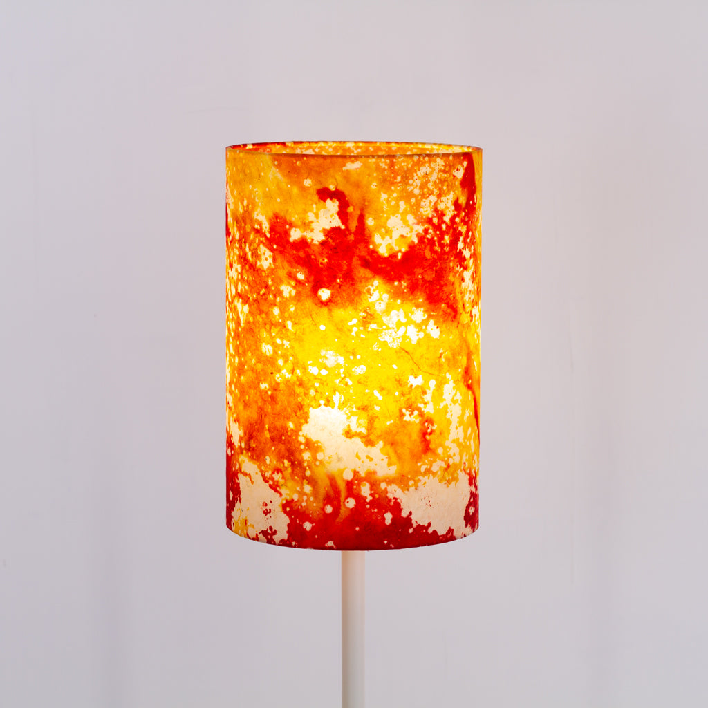 Drum Lamp Shade - B112 ~ Batik Lava Red/Orange, 20cm(d) x 30cm(h)