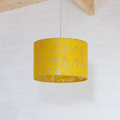 Drum Lamp Shade - B107 ~ Batik Leaf Yellow, 30cm(d) x 20cm(h)