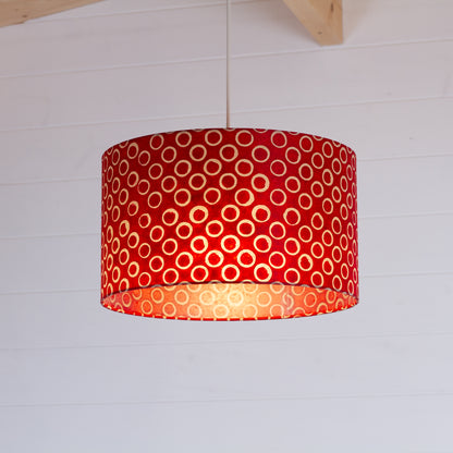 Drum Lamp Shade - P83 ~ Batik Red Circles, 35cm(d) x 20cm(h)