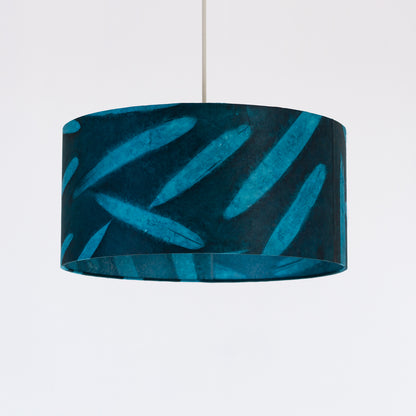Drum Lamp Shade - P99 - Resistance Dyed Teal Bamboo, 35cm(d) x 20cm(h)