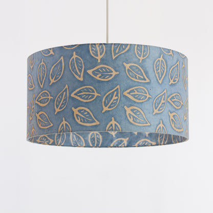 Drum Lamp Shade - P31 - Batik Leaf on Blue, 40cm(d) x 20cm(h)