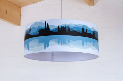 Landscape #3 Print Lampshade (Drum Lamp Shade 50cm(d) x 20cm(h) - Blue (D10)