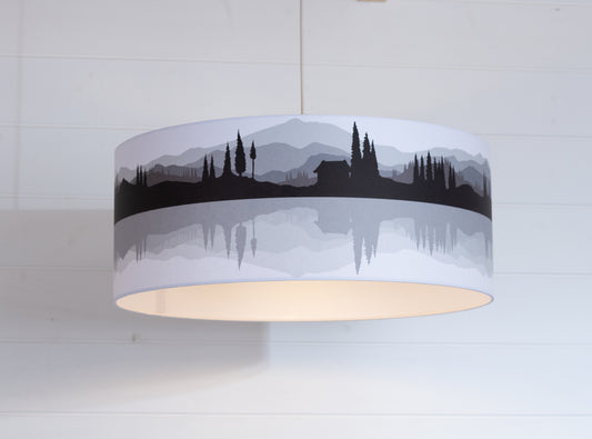Landscape #3 Print Lampshade (Drum Lamp Shade 50cm(d) x 20cm(h) - Grey