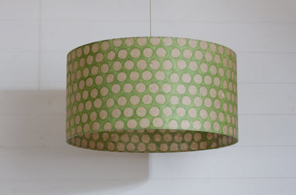 Drum Lamp Shade - P87 ~ Batik Dots on Green, 50cm(d) x 25cm(h)