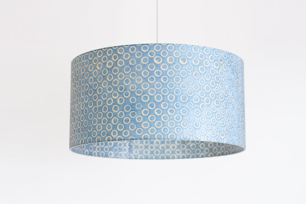 Drum Lamp Shade - P72 - Batik Blue Circles, 60cm(d) x 30cm(h)