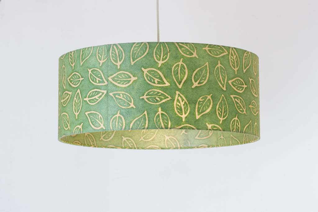 Drum Lamp Shade - P29 - Batik Leaf on Green, 50cm(d) x 20cm(h)