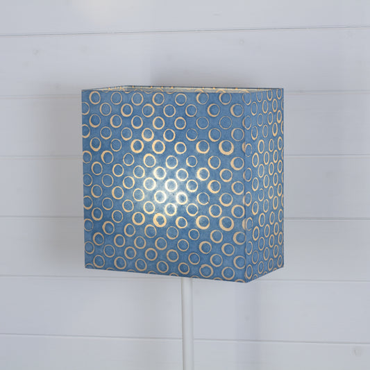 Rectangle Lamp Shade - P72 - Batik Blue Circles, 30cm(w) x 30cm(h) x 15cm(d)