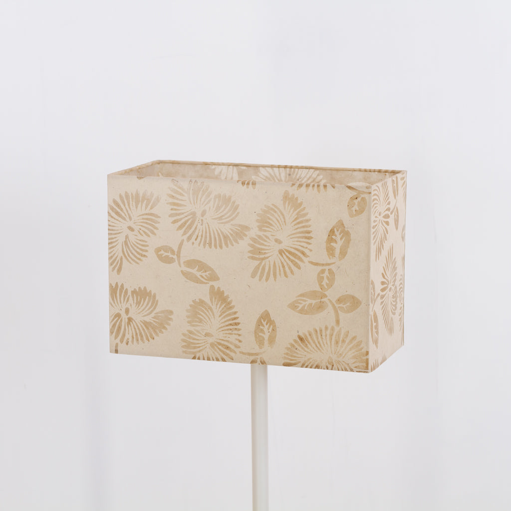 Rectangle Lamp Shade - P09 - Batik Peony on Natural, 30cm(w) x 20cm(h) x 15cm(d)