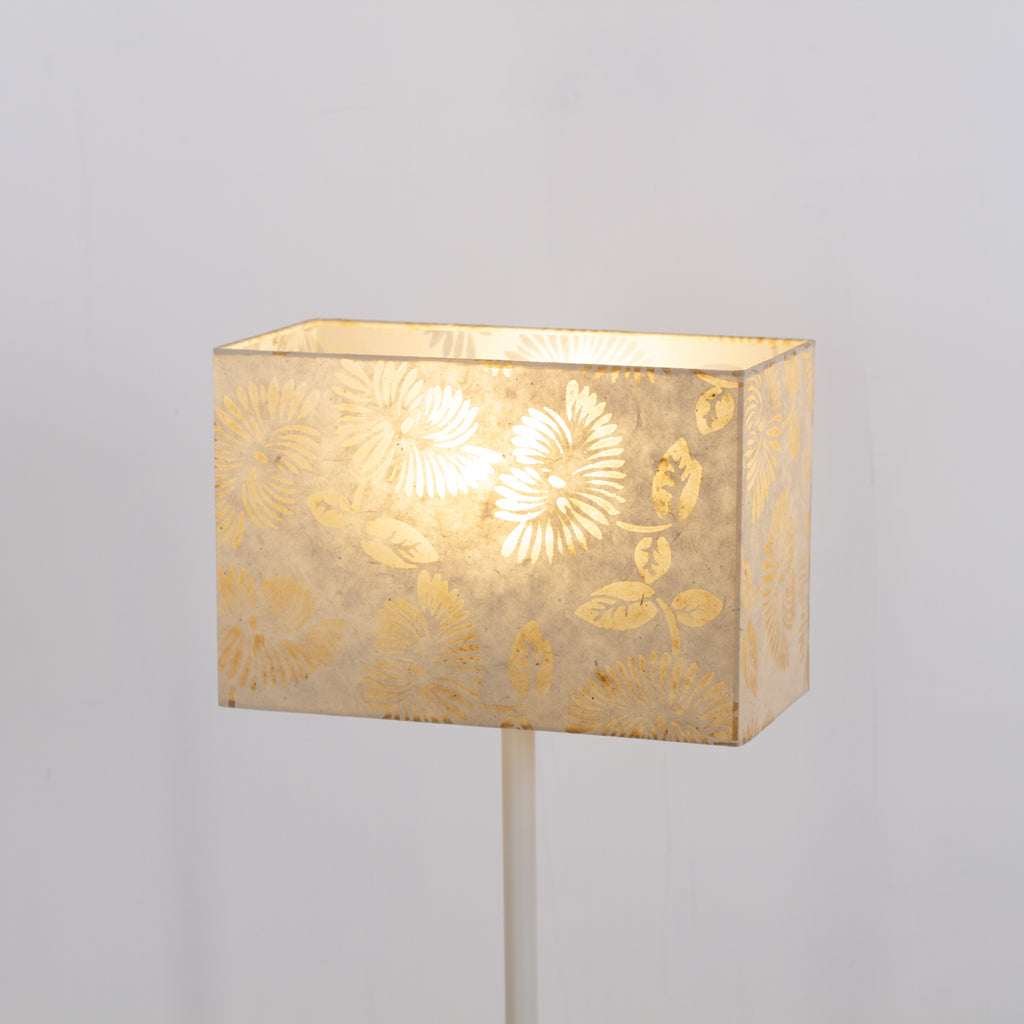 Rectangle Lamp Shade - P09 - Batik Peony on Natural, 30cm(w) x 20cm(h) x 15cm(d)