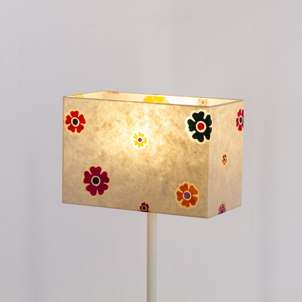 Rectangle Lamp Shade - P35 - Batik Multi Flower on Natural, 30cm(w) x 20cm(h) x 15cm(d)