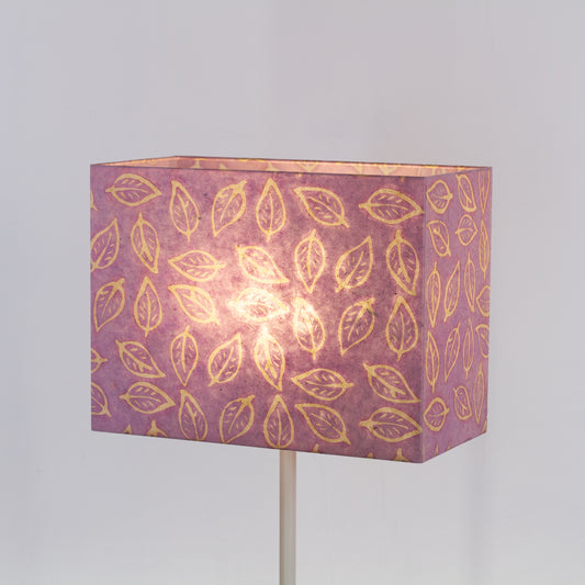Rectangle Lamp Shade - P68 - Batik Leaf on Purple, 40cm(w) x 30cm(h) x 20cm(d)