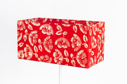 Rectangle Lamp Shade - B118 - Batik Peony Red, 50cm(w) x 25cm(h) x 25cm(d)