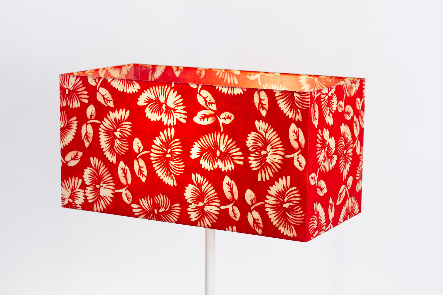 Rectangle Lamp Shade - B118 - Batik Peony Red, 50cm(w) x 25cm(h) x 25cm(d)