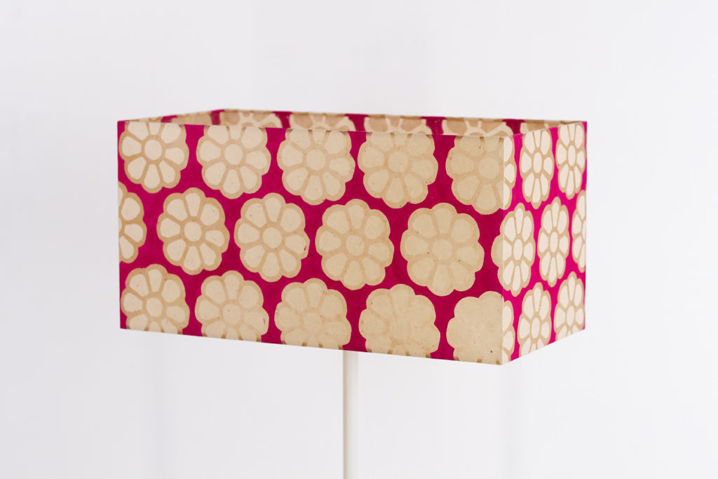 Rectangle Lamp Shade - P22 - Batik Big Flower on Hot Pink, 50cm(w) x 25cm(h) x 25cm(d)