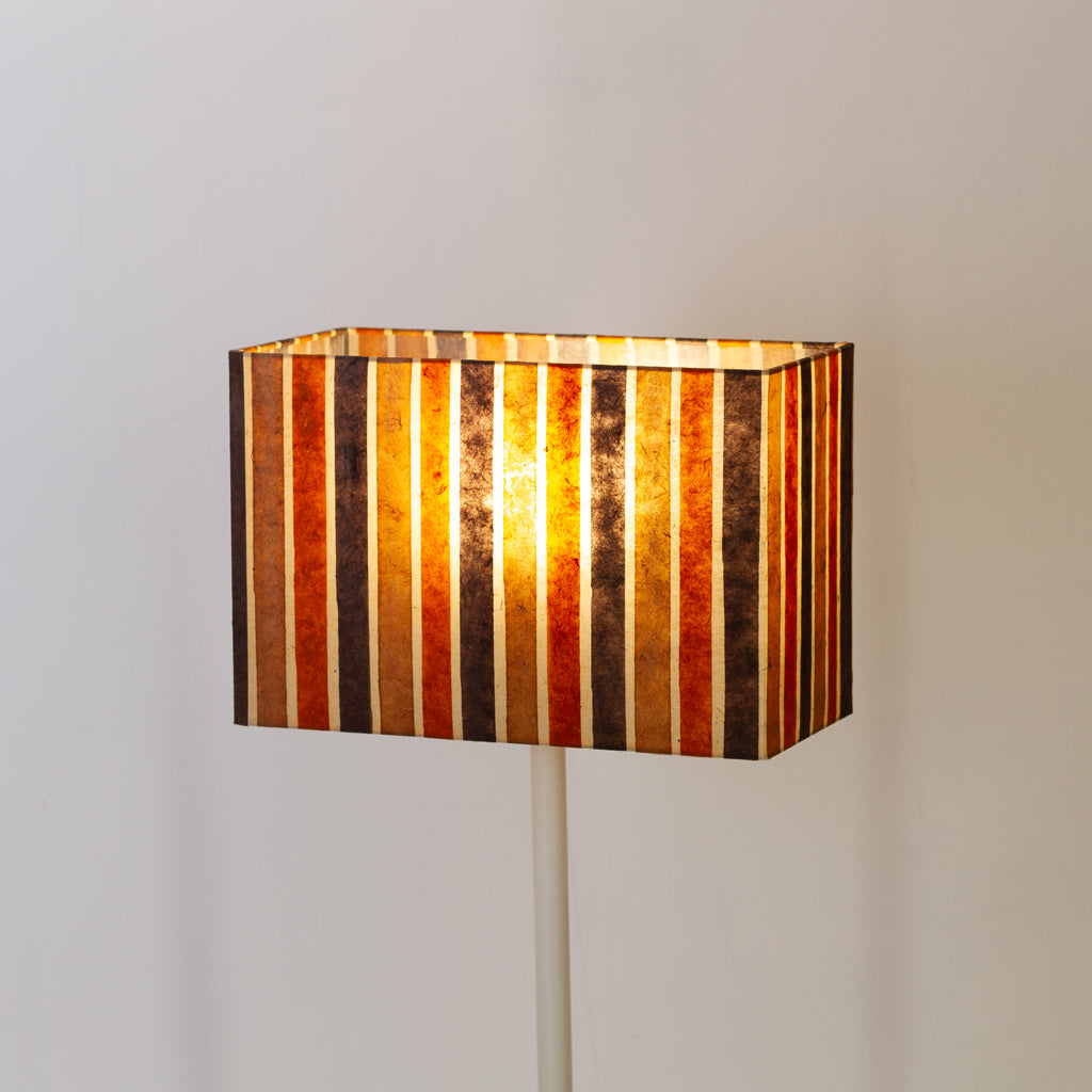 Rectangle Lamp Shade - P07 - Batik Stripes Brown, 30cm(w) x 20cm(h) x 15cm(d)