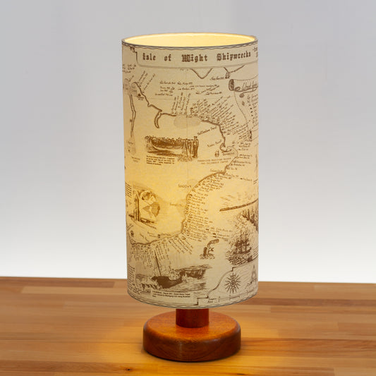 Shipwrecks of the Isle of Wight Map - Sapele Table Lamp