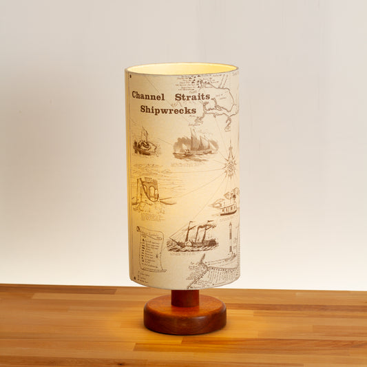 Channel Straits Shipwrecks Map - Sapele Table Lamp