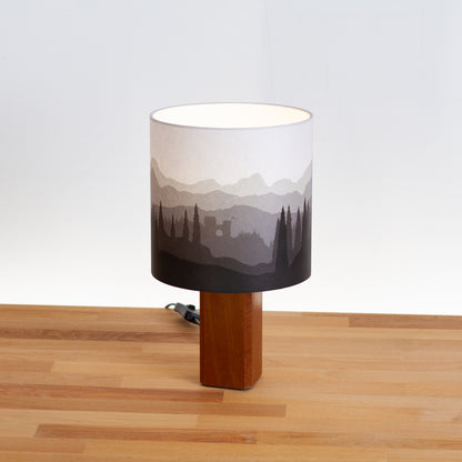 Forest Landscape Print ~ Grey , Sapele Table Lamp