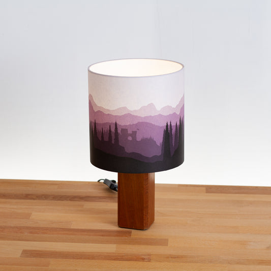 Forest Landscape Print ~ Purple, Sapele Table Lamp
