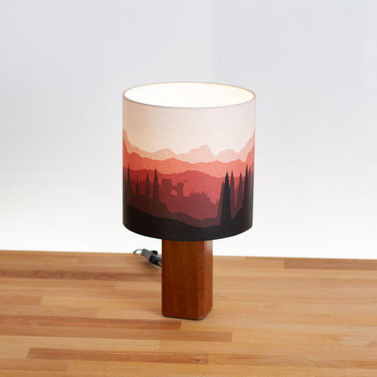 Forest Landscape Print ~ Red, Sapele Table Lamp