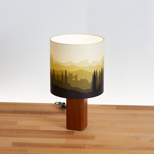 Forest Landscape Print ~ Yellow, Sapele Table Lamp