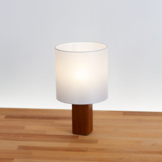 Square Sapele Table Lamp with 20cm Drum Lamp Shade P47 ~ White Non Woven Fabric