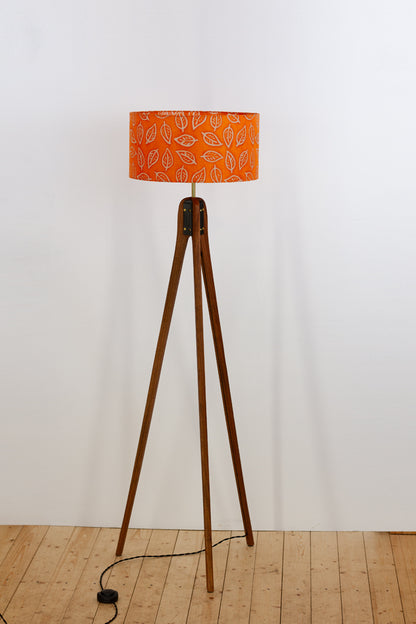 Sapele Tripod Floor Lamp - B123 ~ Batik Leaf Orange