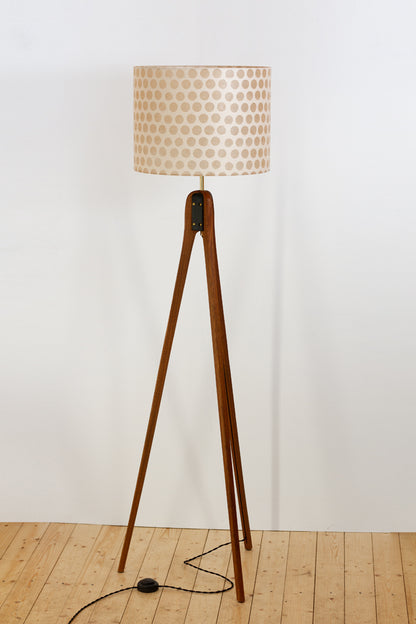 Sapele Tripod Floor Lamp - P85 ~ Batik Dots on Natural