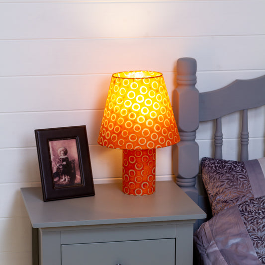 Matching Table Lamp (Small) with Conical Lamp Shade ~ Batik Orange Circles (P03)