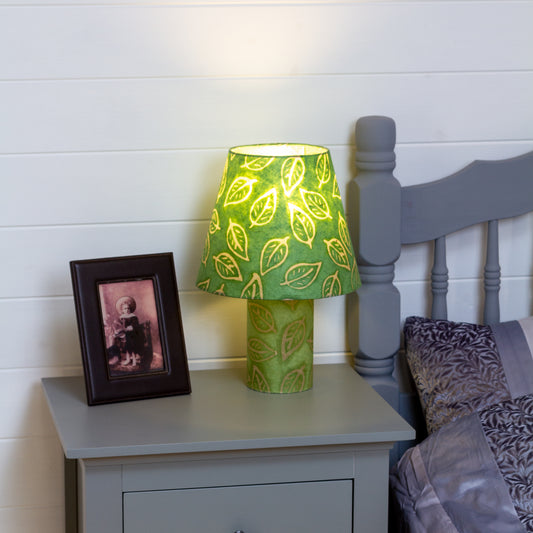 Matching Table Lamp (Small) with Conical Lamp Shade ~ Batik Leaf Green (P29)