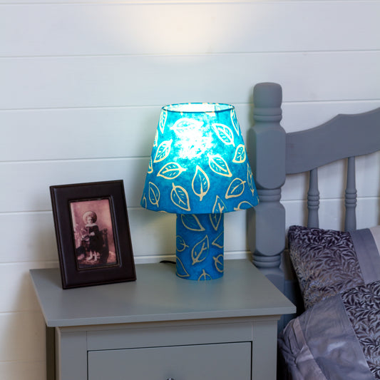 Matching Table Lamp (Small) with Conical Lamp Shade ~ Batik Leaf Teal (B125)