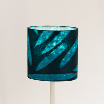 Oval Lamp Shade - P99 - Resistance Dyed Teal Bamboo, 20cm(w) x 20cm(h) x 13cm(d)