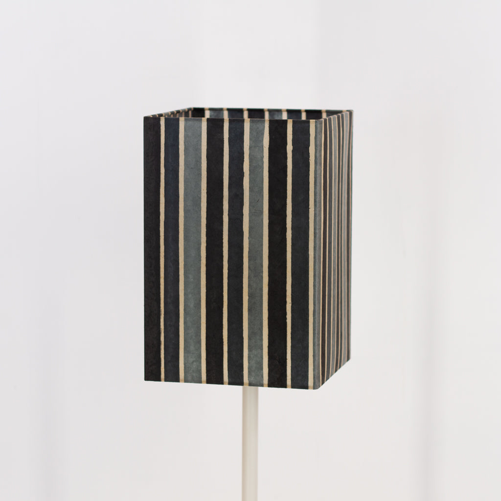 Square Lamp Shade - P08 - Batik Stripes Grey, 20cm(w) x 30cm(h) x 20cm(d)