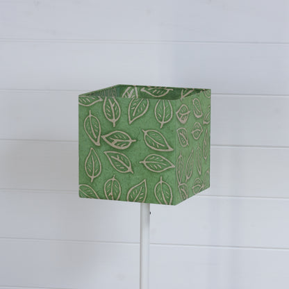 Square Lamp Shade - P29 - Batik Leaf on Green, 20cm(w) x 20cm(h) x 20cm(d)