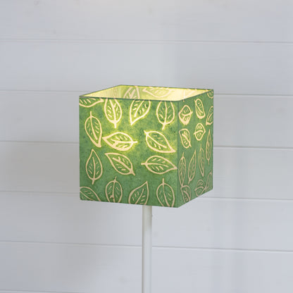 Square Lamp Shade - P29 - Batik Leaf on Green, 20cm(w) x 20cm(h) x 20cm(d)