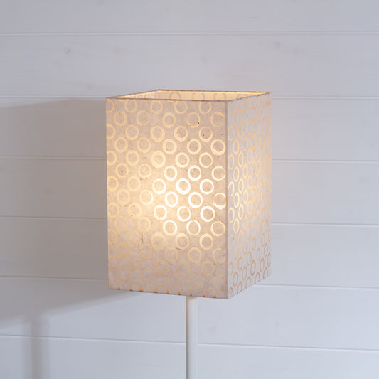 Square Lamp Shade - P74 - Batik Natural Circles, 20cm(w) x 30cm(h) x 20cm(d)