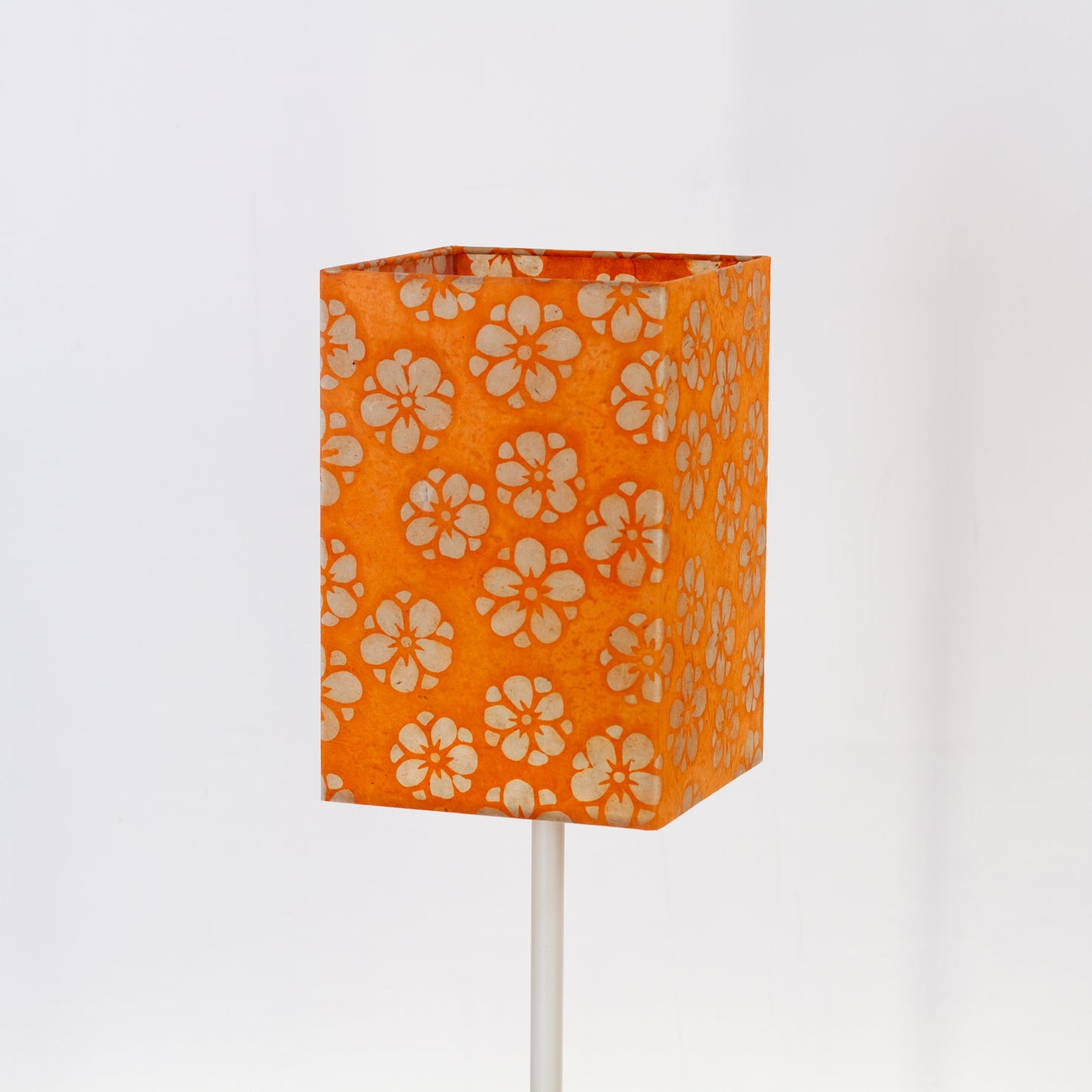 Square Lamp Shade - P94 - Batik Star Flower on Orange, 20cm(w) x 30cm(h) x 20cm(d)
