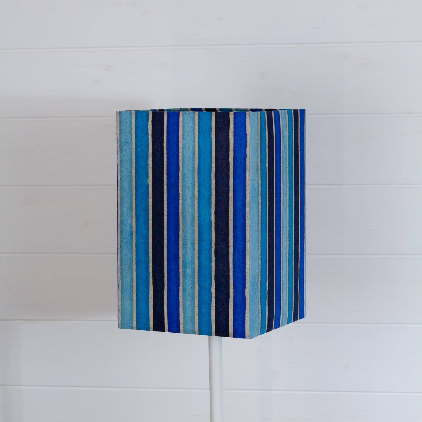 Square Lamp Shade - P05 - Batik Stripes Blue, 20cm(w) x 30cm(h) x 20cm(d)