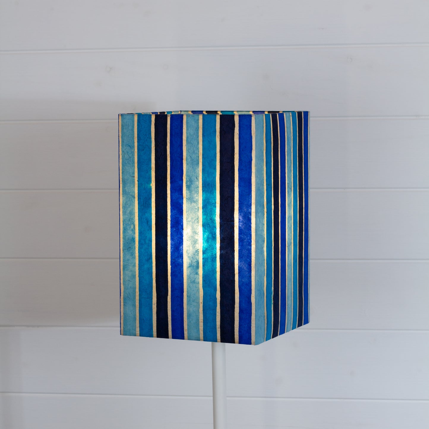 Square Lamp Shade - P05 - Batik Stripes Blue, 20cm(w) x 30cm(h) x 20cm(d)