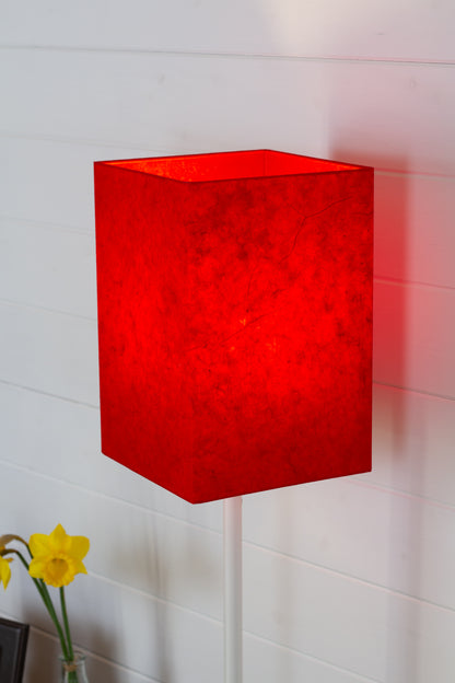 Square Lamp Shade - P60 - Red Lokta, 20cm(w) x 30cm(h) x 20cm(d)