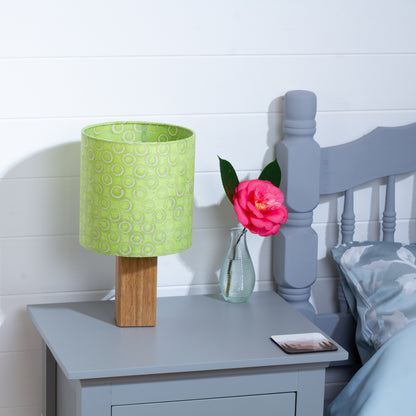 Square Oak Table Lamp with 20x20cm Drum Lamp Shade P02